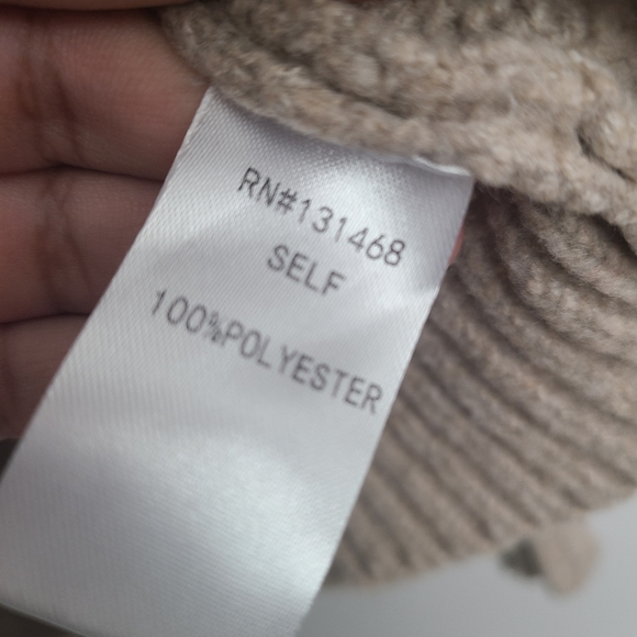 FATE Fuzzy Tan Multicolor Stripe Neutral Minimal Cozy Knit Woven Sweater XL nwt - Picture 6 of 9